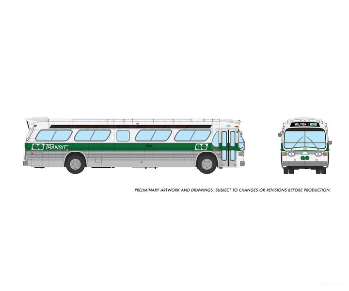 Rapido Trains 753106 HO scale GO Transit early New Look Bus, delivery #1000, side and front artwork