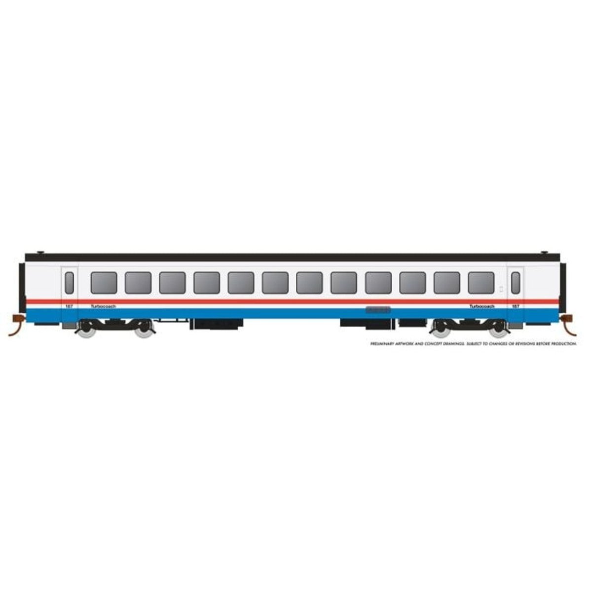 Rapido HO Scale Amtrak RTL Turboliner Coach Phase III Late #187 - 25105– product image