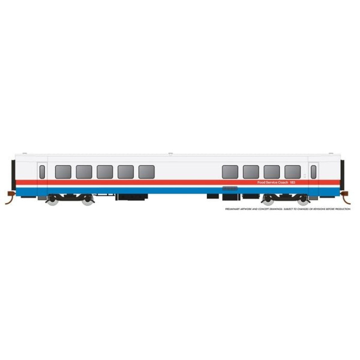Rapido HO Scale Amtrak RTL Turboliner Coach Snack Bar Phase III Early #183 - 25103– product image