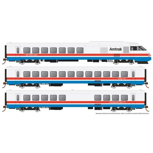 Rapido HO Scale Amtrak RTL Turboliner Phase III Early DCC/Sound Set #1 - 25501