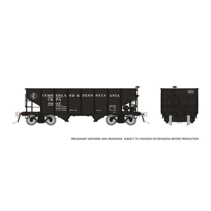 Rapido HO Scale Cumberland & Pennsylvania PRR GLa 2-Bay Hopper (3 Pack) - 148015 — exact product view