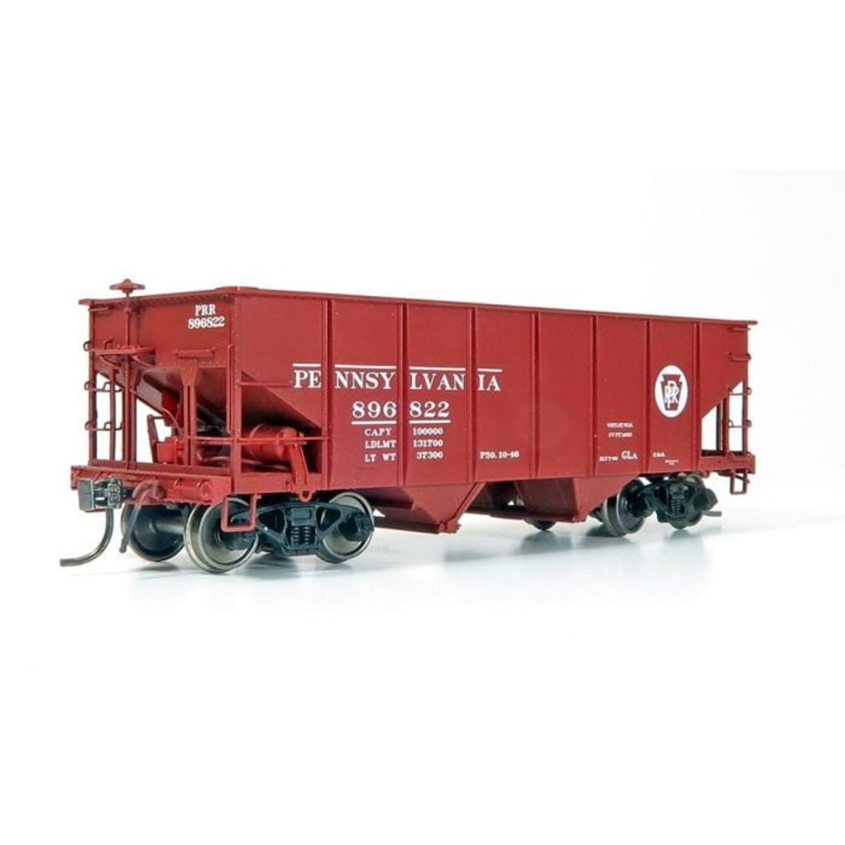 Rapido HO Scale Pennsylvania GLa 2-Bay Hopper Circle Keystone #4 (6 Pack) - 148011– product image