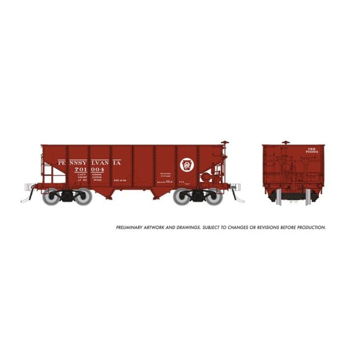 Rapido HO Scale Pennsylvania GLa 2-Bay Hopper Circle Keystone Single #3 - 148010A– product image