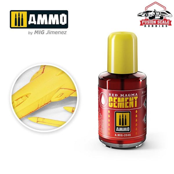 Ammo Mig Jimenez Red Magma Cement Jar with Brush Applicator 30ml — exact product reference