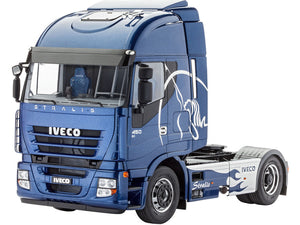 Revell 07423 1:24 Iveco Stralis truck, assembled and painted example in blue with white horse graphics