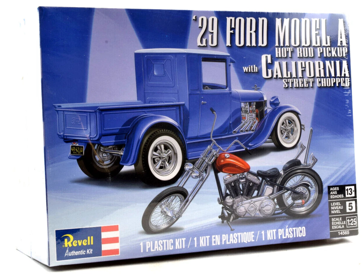 Revell 14565 1/25 1929 Ford Model A Hot Rod Pickup with California Street Chopper model kit box
