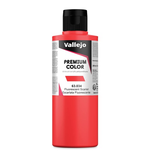 Vallejo Premium Color 63.034 Fluorescent Scarlet 200 ml paint bottle