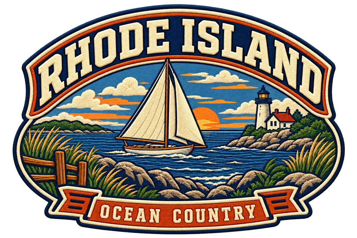 Rhode Island heritage badge embroidery artwork