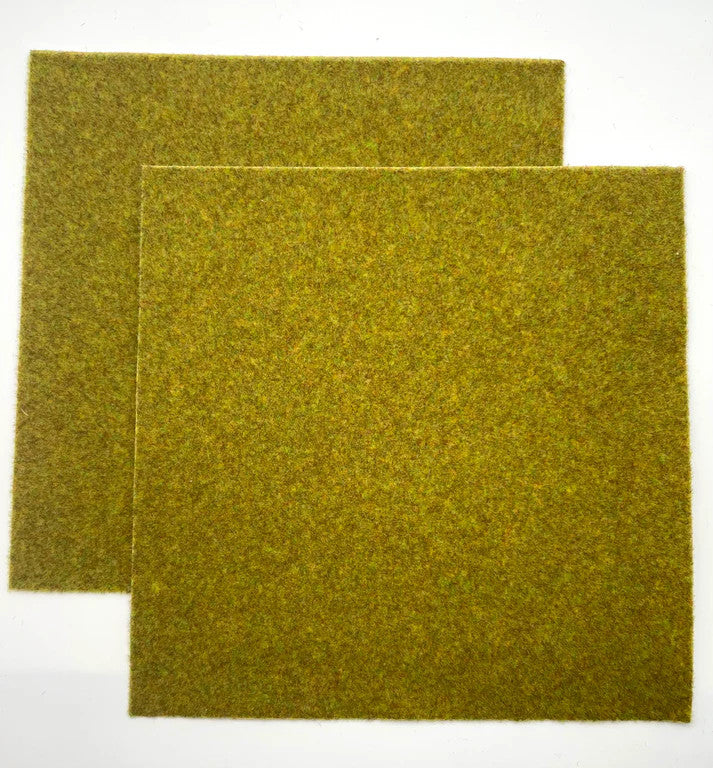 Rock Island Hobby 024407 Prairie Green Grass 5.9-inch scenery sheets; two representative sheets shown from the four-sheet pack.