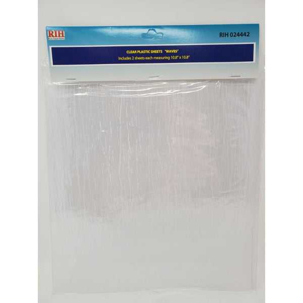 Rock Island Hobby 024442 clear plastic sheets with small waves texture, two-sheet retail pack.