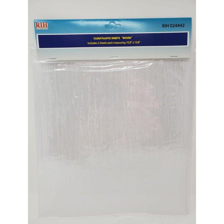 Rock Island Hobby 024442 clear plastic sheets with small waves texture, two-sheet retail pack.