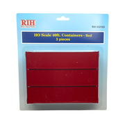 Rock Island Hobby 032103 HO scale red 40-foot containers, three-piece retail pack.