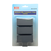 Rock Island Hobby 032108 HO scale gray 20-foot containers, three-piece retail pack.