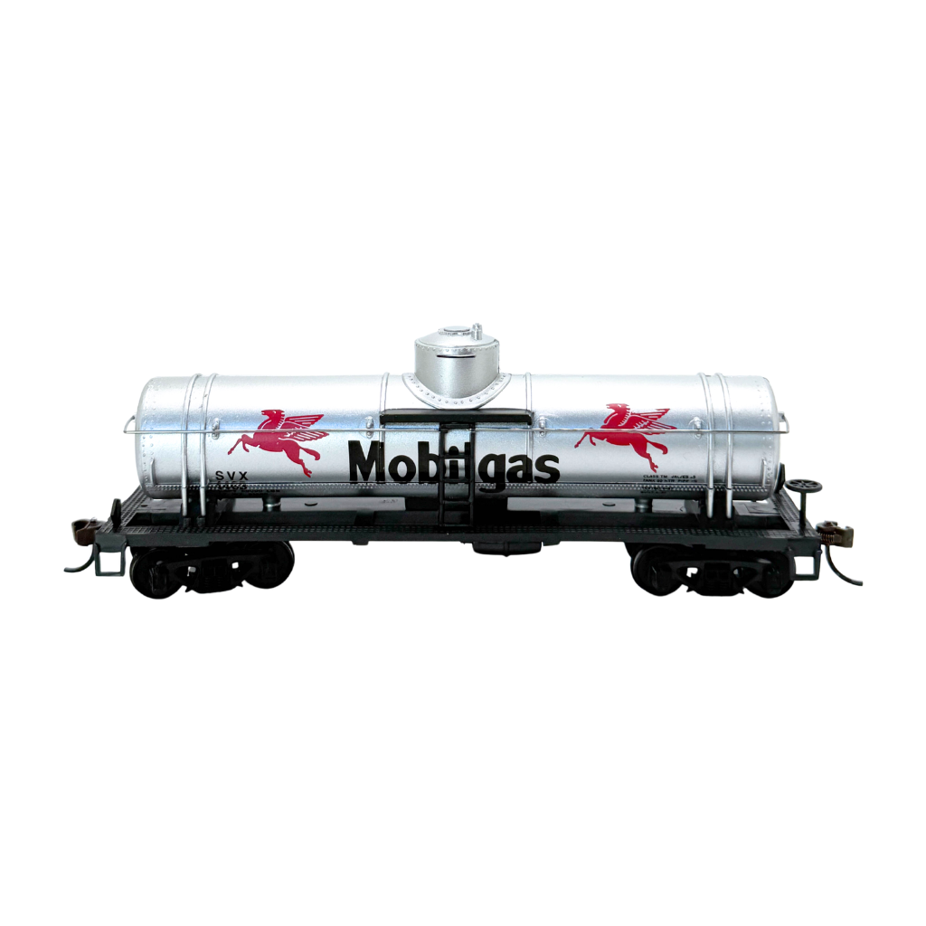 Rock Island Hobby 032204 HO scale Mobilgas single-dome tank car, side view.