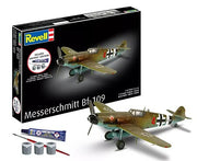 Revell 74160 1:72 Starter Kit packaging and painted model example with included paints, brush and glue