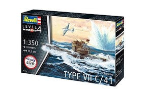 Revell 1/350 Type VII-C/41 Submarine Model Kit - RMX75154