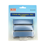 Rock Island Hobby RIH033105 N scale 40-foot blue containers, three-piece retail package.