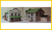 RS Laser Kits 3029-B N scale Plantation Store building kit, assembled example from two angles