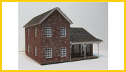 RS Laser Kits 3055-B N scale Brick Farm House building kit, assembled example