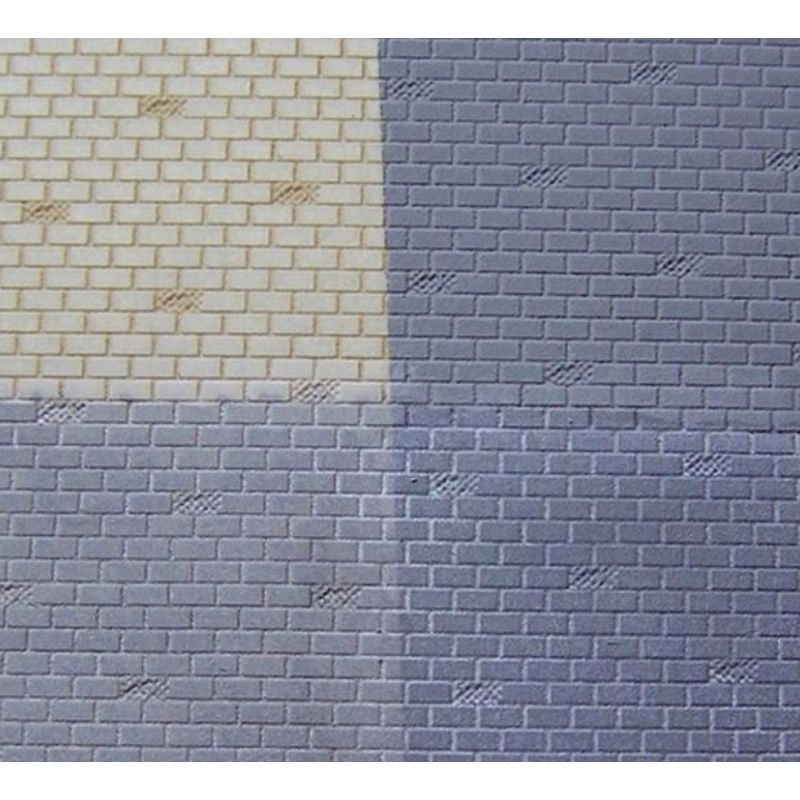 RS Laser Kits 3710 N scale patterned concrete-block sheet with adhesive backing, painted finish examples