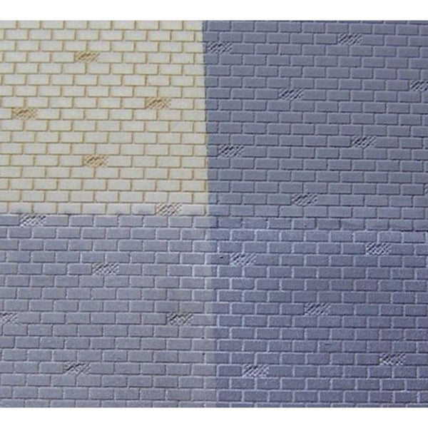 RS Laser Kits 3710 N scale patterned concrete-block sheet with adhesive backing, painted finish examples