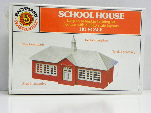Bachmann Plasticville HO Scale School House kit 45133 — exact boxed product view