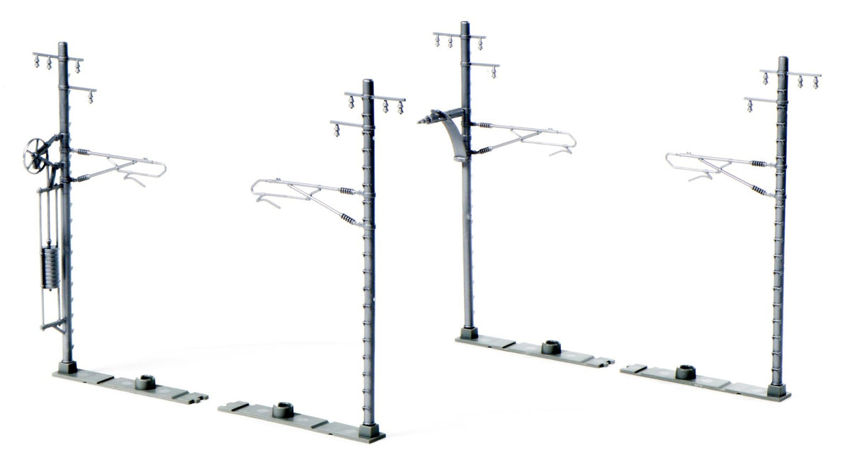 Kato 23-066-1 N Scale Single Track Wide Catenary Poles, Gray, 20 Pack– product image