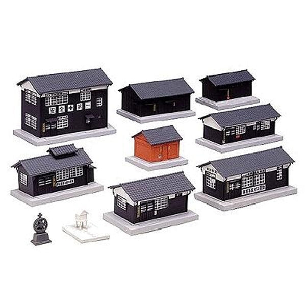 Kato 23-233 Wood Station Buildings Set, N Scale Built-Up Railway Facilities