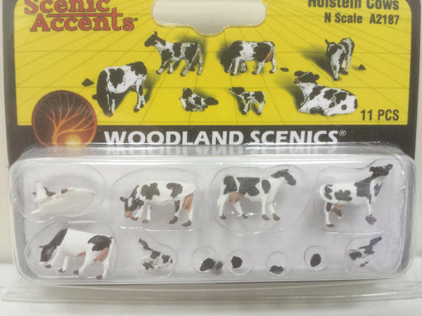 Woodland Scenics A2187 Holstein Cows N Scale, 11 Pieces