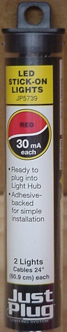 Woodland Scenics JP5739 Just Plug Red Stick-On LED Lights, 2 Pack