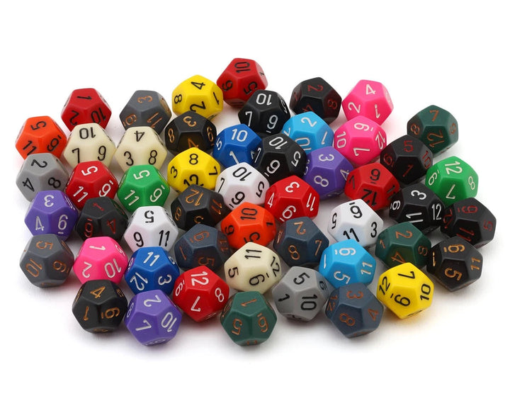 Chessex Opaque D12 Assorted Loose Dice - Bag of 50 - product view 1
