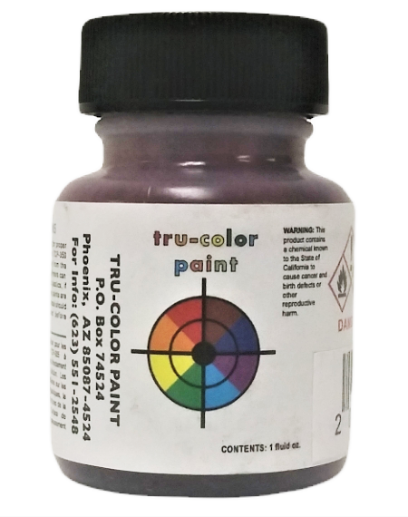 Tru-Color maroon paint bottle with a 1 fl oz front label