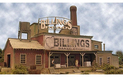 Bar Mills 0171 N scale Billings Baked Goods kit, assembled and painted example.