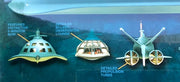 Moebius 708 package close-up showing the eight-window bow, bi-level lounge and propulsion tubes