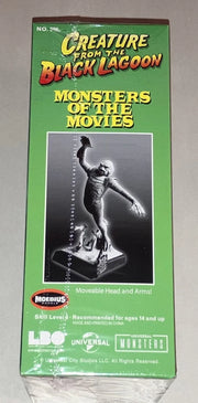 Moebius Monsters of the Movies Creature kit box panel showing the complete model and assembly rating