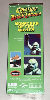 Moebius 996 box side showing the Creature model, movable parts and underwater base