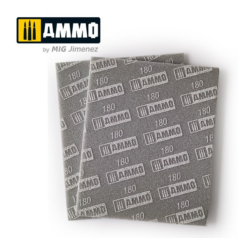 AMMO by Mig Jimenez A.MIG-8556 180-Grit Sanding Sponge Sheets, 2 pcs.– product image