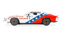 Scalextric C4300 Chevrolet Camaro Z28 Peter John number 77 slot car - side view