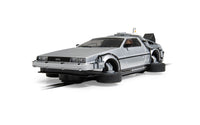 Scalextric C4541 Back to the Future Part II Flying Time Machine slot car, front three-quarter view