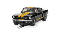 Scalextric C4542 Shelby Mustang GT350H Hertz Edition black and gold slot car, front view