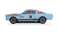 Scalextric C4570 Shelby GT350 Gulf Edition No. 21 blue and orange slot car, left-side profile