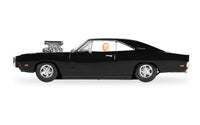 Scalextric C4573 Dom Toretto Dodge Charger Fast and Furious black slot car, left-side profile