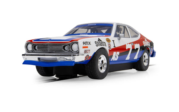 Scalextric C4583 AMC Hornet Trans Am Buzz Dwyer No. 77 slot car, front three-quarter view