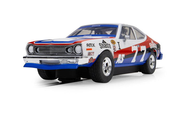 Scalextric C4583 AMC Hornet Trans Am Buzz Dwyer No. 77 slot car, front three-quarter view