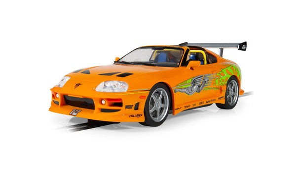 Scalextric C4591 Brian O'Conner Toyota Supra Fast and Furious orange slot car, front three-quarter view