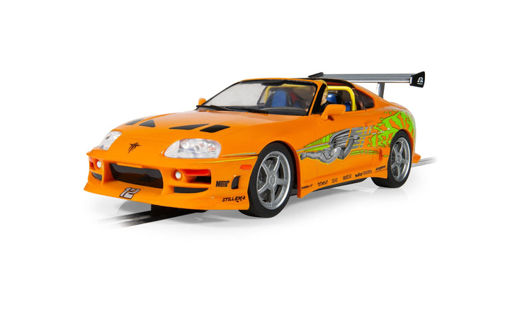 Scalextric C4591 Brian O'Conner Toyota Supra Fast and Furious orange slot car, front three-quarter view