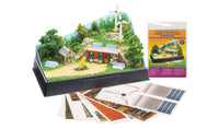 Scene-A-Rama SP4138 Energy Efficient Kit package and cutouts with finished example; base, backdrop and landscaping sold separately