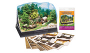 Scene-A-Rama SP4240 Pioneer Kit package and cutout sheets with finished diorama example; base, backdrop and landscaping sold separately