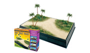 Scene-A-Rama SP4112 Desert Oasis Diorama Kit package and finished landscape example; project base sold separately.
