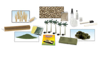 Scene-A-Rama SP4112 Desert Oasis Diorama Kit palm trees, scenery materials, adhesive and tools; project base sold separately.